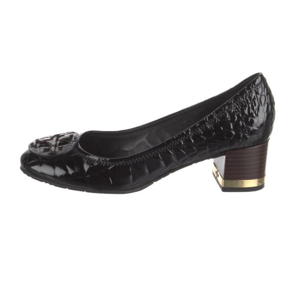 Tory Burch Shoes - Tory Burch Black leather Embossed Pumps